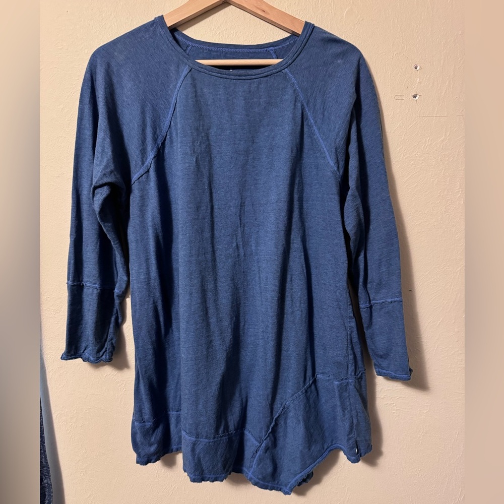Neon Buddha blue a-symmetrical hem long sleeve top Size Large